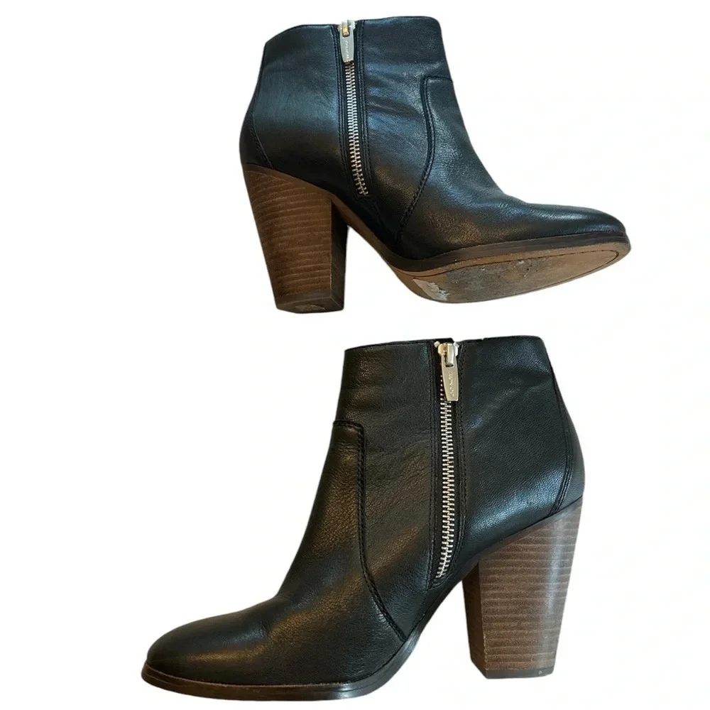 Coach Haven Black Leather Booties with Heel size 8 B